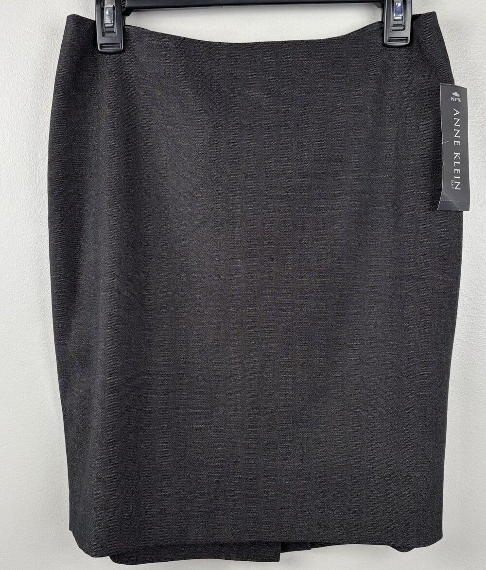 NWT Anne Klein Skirt Womens 4P Black Pencil Straight Lined Solid Zipper New